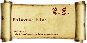 Malovecz Elek névjegykártya