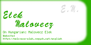 elek malovecz business card